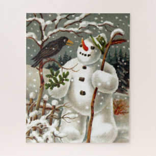 De heren Snowman en Crow Puzzle Legpuzzel