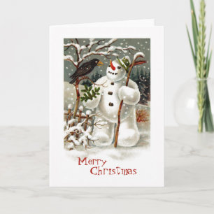 De heren Snowman en Crow Wenskaart Feestdagen Kaart