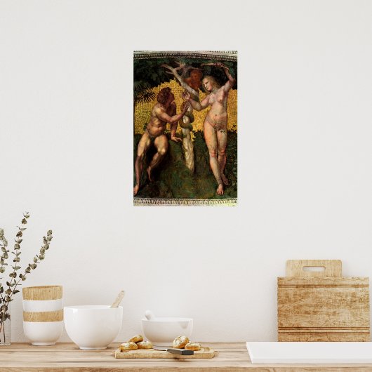 De Herfst Adam en Eva van Raphael Sanzio Poster (Keuken)