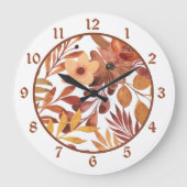 De herfst Browns bladeren Floral Grote Klok (Voorkant)