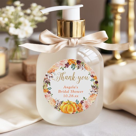 De herfst Floral Wreath Pumpkin Gold Hartelijk dan Ronde Sticker