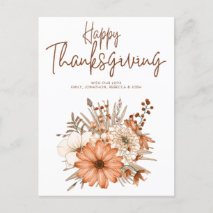 De herfst Florals vult Happy Thanksgiving Names Feestdagenkaart