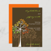 De herfst Herfst Trees Woodland Wedding bewaart de Aankondigingskaart (Voorkant / Achterkant)
