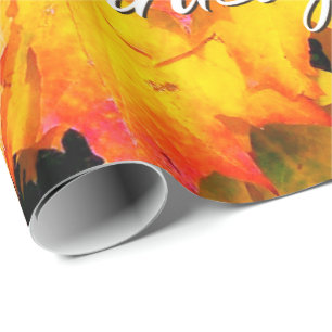 De herfst laat 7 Happy Thanksgiving Wrapping Paper Cadeaupapier