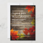 De herfst laat barn Wood Rustic Fall Wedding Kaart (Voorkant)