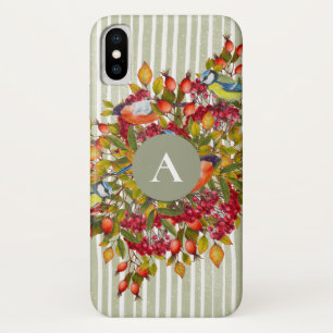 De herfst laat bessen vogels botanisch gepersonali iPhone x hoesje