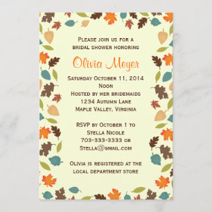 De herfst laat Bridal Wedding Shower-uitnodigingen Kaart