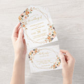 De herfst laat de goudbloedige geometrische bruilo all in one uitnodiging (Afscheurbaar)