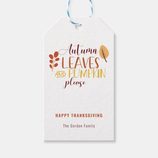 De herfst laat de pompoen alsjeblieft blij met de cadeaulabel (Voorkant)