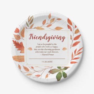 De herfst laat Friendsgiving Thanksgiving Party Papieren Bordje