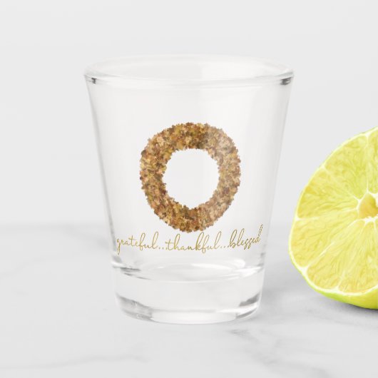 De herfst laat Thanksgiving Elegant Maple Wreath Shot Glas (Voorkant)