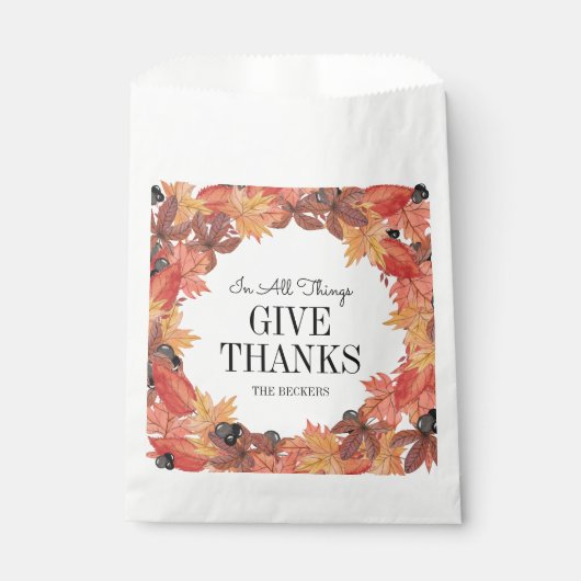 De herfst laat Thanksgiving Favor Bags voorbijgaan Bedankzakje (Voorkant)