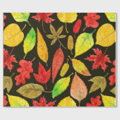 De herfst laat waterverf donker cadeaupapier (Vlak)