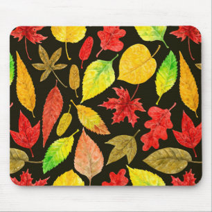 De herfst laat waterverf donker muismat