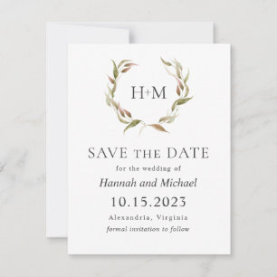 De herfst Laurel Wreath bewaart de Datum met Foto Save The Date