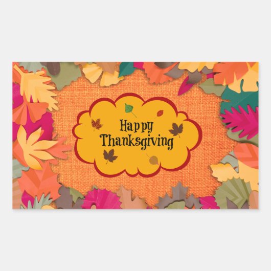 De herfst lekt, Happy Thanksgiving, Rechthoekige Sticker (Voorkant)