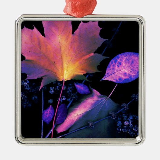 De herfst lekt in Neon Metalen Ornament (Voorkant)