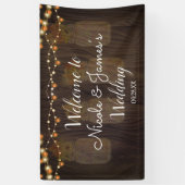 De herfst lekt Jar Light Wood Background Wedding B Spandoek (Verticaal)