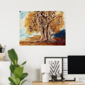 De herfst Oerwoud Bossen behandelen Landschap het  Poster (Thuiskantoor)