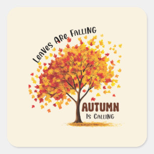 De herfst roept vierkante sticker