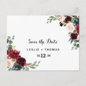 De herfst Rustic Dazzling Burgundy sparen de Datum Briefkaart (Voorkant)