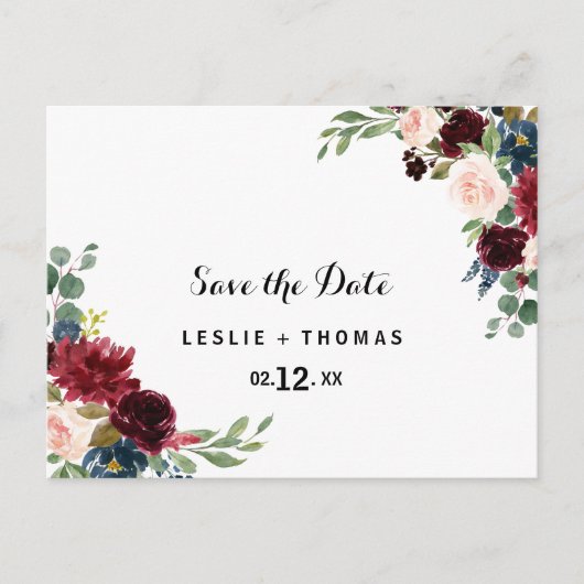 De herfst Rustic Dazzling Burgundy sparen de Datum Briefkaart (Voorkant)