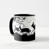 De herfst Scene Deer op een Hillside in Silhouette Mok (Voorkant links)