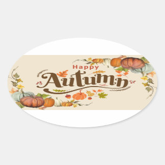 De Herfst van de herfst Pompoen Ovale Sticker