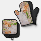 De herfst van de kip ovenwant & pannenlap set (Voorkant / Achterkant)