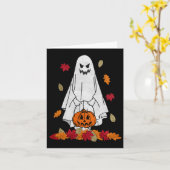 De herfst van Ghost met pomkin Halloween Fall lekt Kaart (Gele Bloem)