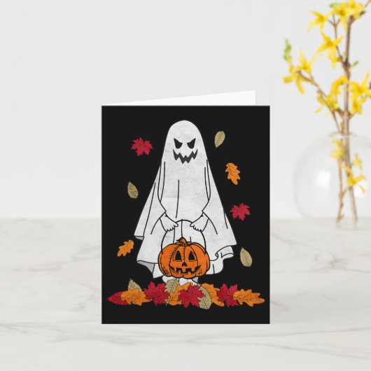 De herfst van Ghost met pomkin Halloween Fall lekt Kaart (Gele Bloem)