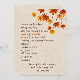 De herfst van Leaves Wedding Vow Renewal Kaart