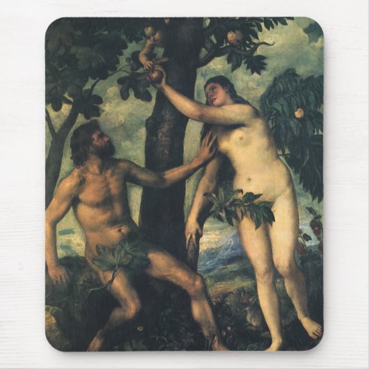 De Herfst van Man; Adam en Eva van Titiaan Muismat (Voorkant)