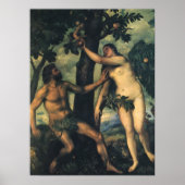 De Herfst van Man; Adam en Eva van Titiaan Poster (Voorkant)