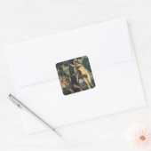 De Herfst van Man; Adam en Eva van Titiaan Vierkante Sticker (Envelop)