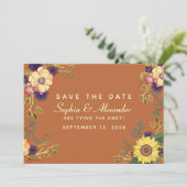 De herfst van Terracotta Gold Floral Wedding Save The Date (Staand voorkant)
