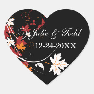 De herfst verlaat Abstracte bruiloft sparen de Dat Hart Sticker