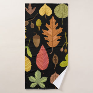 De herfst verlaat vintage die op zwarte achtergron badhanddoek