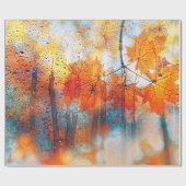 de herfstbladeren op de textuur van regenglas . cadeaupapier (Vlak)