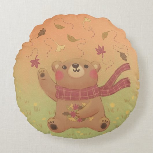 De herfstbladeren van de teddybeer rond kussen (Voorkant)