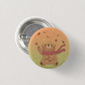 De herfstbladeren van de teddybeer ronde button 3,2 cm (Voorkant /achterkant)