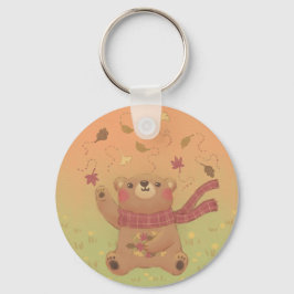 De herfstbladeren van de teddybeer sleutelhanger