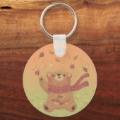 De herfstbladeren van de teddybeer sleutelhanger (Achterkant)