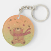 De herfstbladeren van de teddybeer sleutelhanger (Achterkant)
