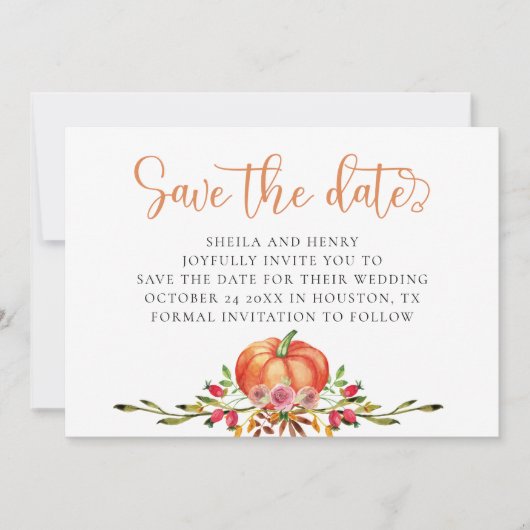 De herfstbruinbruiloft, behalve de datum kaart (Voorkant)