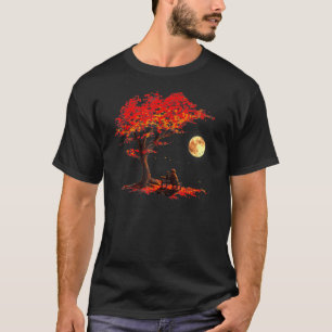 De herfstdaling vertrekt moonastronaut met kat bui t-shirt