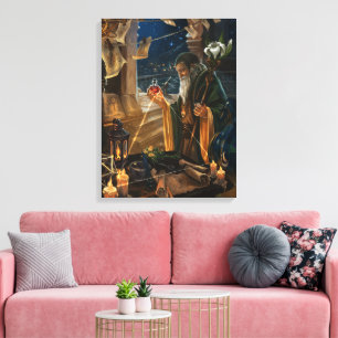 De Hermit kaartillustratie - alchemie kunst Canvas Afdruk