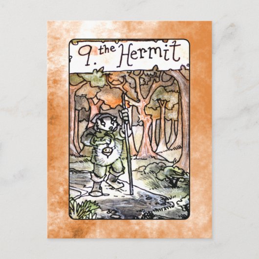 De Hermit Tarot-kaart Briefkaart (Voorkant)