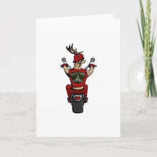De herten die van de kerstman een fiets berijden feestdagen kaart