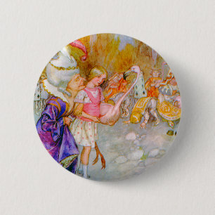 DE HERTOGIN GEEFT ALICE TIPS IN FLAMINGO CROQUET RONDE BUTTON 5,7 CM